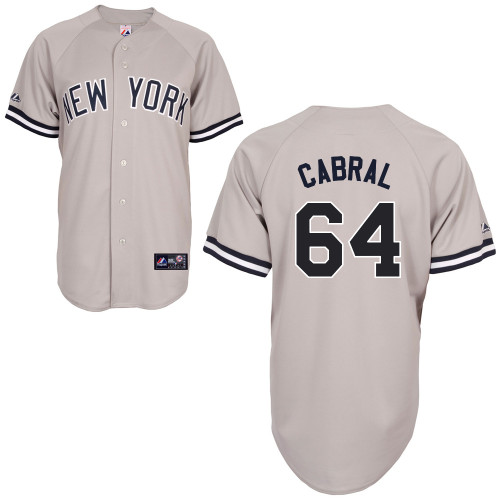 Cesar Cabral #64 MLB Jersey-New York Yankees Men's Authentic Replica Gray Road Baseball Jersey - Click Image to Close